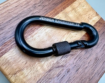 Custom Engraved Carabiner, Personalized Heavy Duty Carabiner, Custom Outdoor Gear, Personalized Carabiner Clip, D Shaped Carabiner with Lock