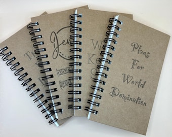 Custom Engraved Kraft Spiral Pocket Notebook - Personalized Mini Journal, Lined Notepad & Score Pad