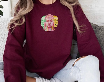 Aesthetic Art Sweatshirt, Different Faces Design, Art Lover Gift