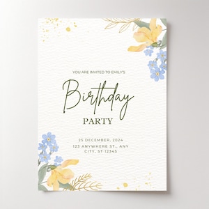 Editable Birthday Invitation, Birthday Invitation Card, Digital Mobile birthdaye Invitation, Electronic Invite, Editable Template, E-invite
