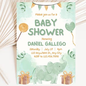 Sage Green Baby Shower Invitation Template Baby Editable Gender Neutral Baby Shower Invitation Greenery Digital Baby Shower Invitation Evite