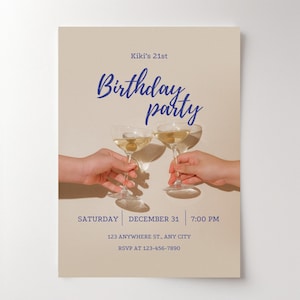 21st Birthday Invitation Electronic 21 Birthday invite 21st Birthday Digital Invite Editable Template Simple 21st Modern Birthday Invite