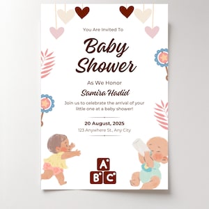 Gender Neutral Baby Shower Invitation Boho Baby Shower Invite Digital Baby Shower Invitation Template Minimalist Baby Shower Template Evite
