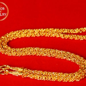 Collar de cadena de cola de zorro de oro tailandés: joyería para hombre hecha a mano con baño de 22, 23 y 24 quilates.