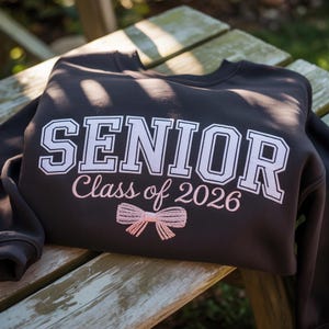 Custom Embroidered Senior Hoodie: Coquette Bow, Class of 2026