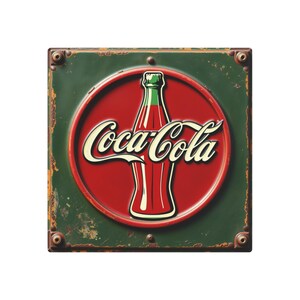 Metal Art Sign, Coca-Cola Vintage Wall Decor, Retro Tin Sign, Kitchen Wall Art, Restaurant Decor, Gift for Coke Lover
