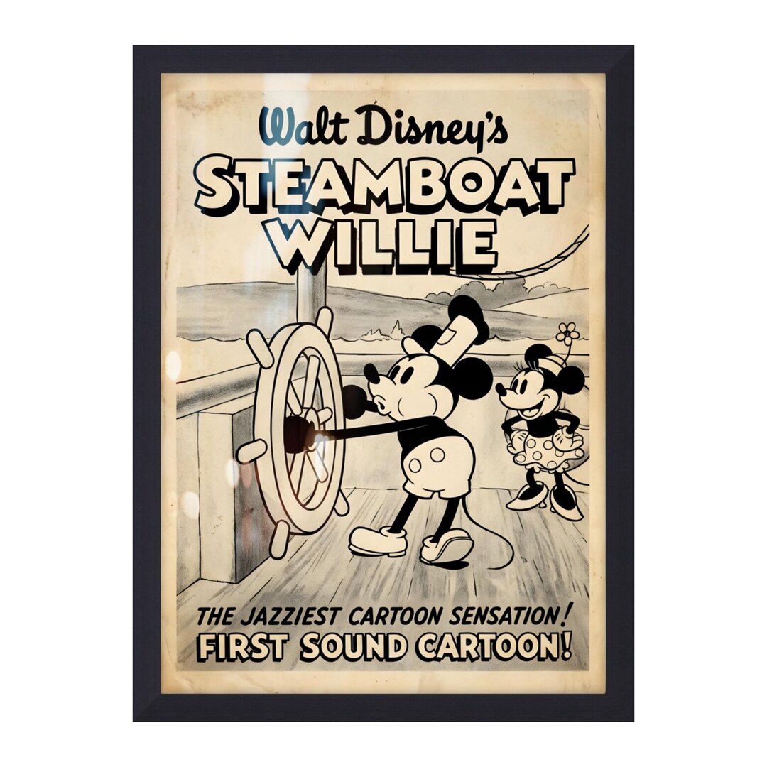 steamboat willie mickey mouse wall art prints for... Disney's Steamboat Willie Mickey Mouse Poster, Walt Disney, 1920's ...