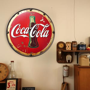 Vintage metal Coca Cola Sign, Tin metal Coca Cola, Tin metal signs, Coca Cola Collectibles, Coca cola memorabilia, Vintage Collectibles