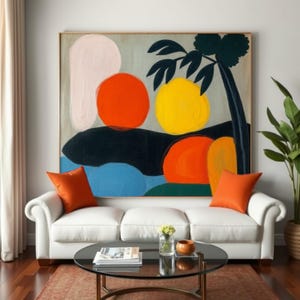 Abstract modernism artwork, Abstract Artwork, Modern Art, Contemporary Art, Large size abstract canvas print, Wall Art, Framed Art, Tropical