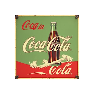 Metal Art Sign, Vintage Coca-Cola Sign, Retro Metal Wall Art, 1950s Style Decor, Kitchen Wall Decor, Coke Collectible, Man Cave Sign, Garage