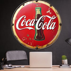 Vintage Coca Cola Metallschild, Blechmetall Coca Cola, Blechschilder, Coca Cola Sammlerstücke, Coca Cola Erinnerungsstücke, Vintage Sammlerstücke