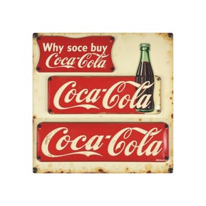 Metal Art Sign, Coca-Cola Vintage Metal Sign, Retro Wall Decor, Distressed Tin Plaque, Kitchen Signage, Man Cave Art, Home Bar Decor