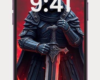 Fonds d'écran Dark Fantasy Knight 4K | Téléchargement numérique de guerrier anime gothique | Arrière-plans gaming inspirés de Dark Souls pour ordinateur de bureau et téléphone