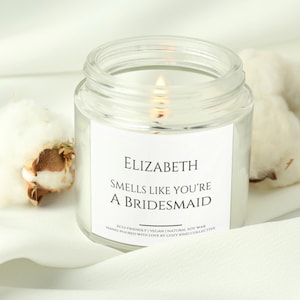 Bridesmaid Candle, Personalized Candle, Bridesmaid Gift, Bridesmaid Proposal, Wedding Party Gift