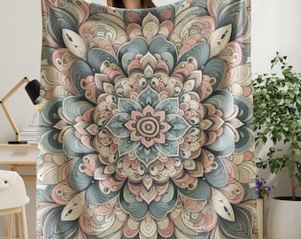Sherpa Blanket Mesmerizing Mandala Design, Cozy Luxury Throw, Home Decor Gift, Snuggle Comfort, Elegant Tranquility