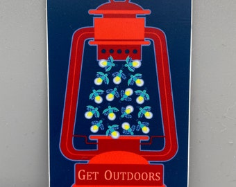 Firefly Lantern, Get Outdoors, Vinyl Sticker, 3"