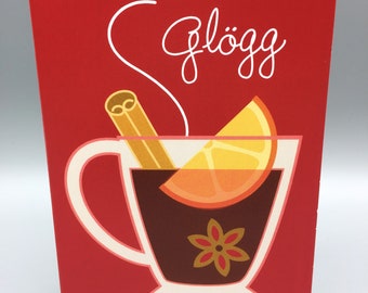 Glogg card, hot mulled wine drink