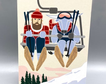 Paul Bunyan & Babe Ski Lift Card