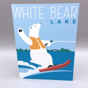 White Bear Lake, Polar Bear, Skiing, Note Card