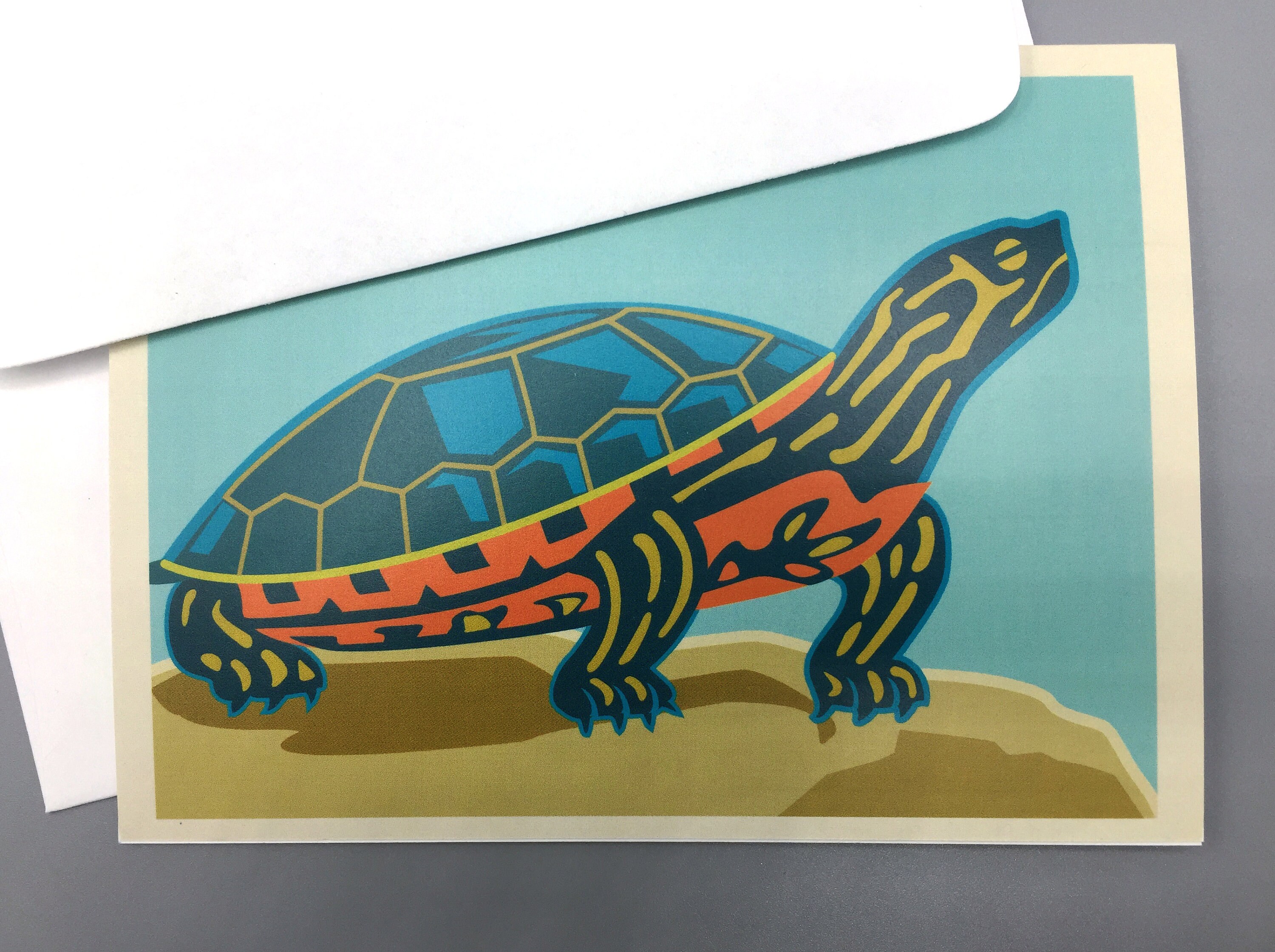 Turtle Shell Card Back Painted Turtle Card - Etsy