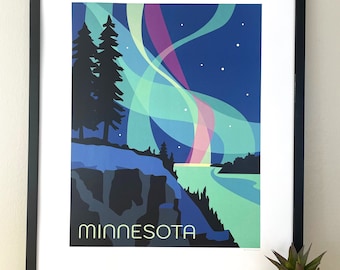 Northern Lights, Minnesota, Aurora 16x20" art print, small poster