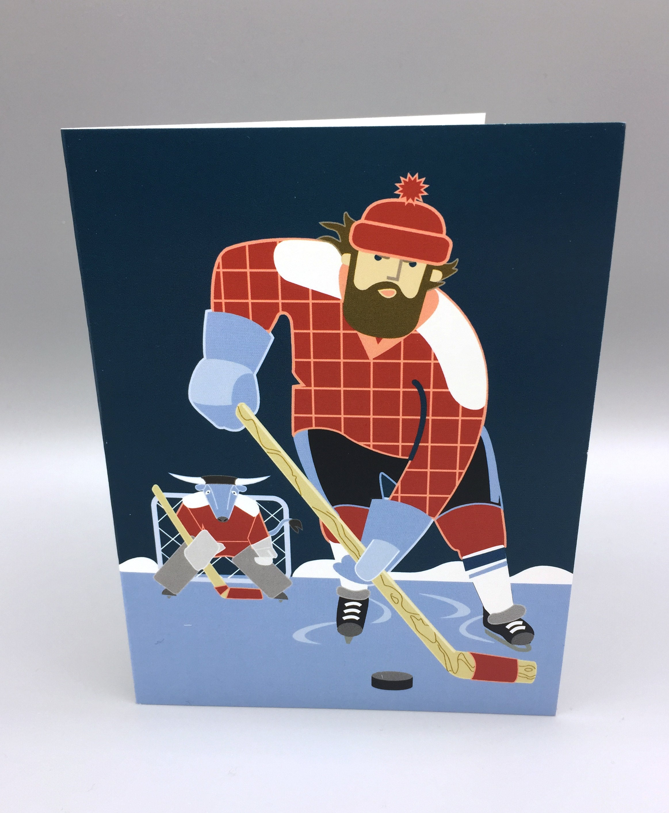 Messing Zeehaven wol Paul Bunyan & Babe Hockey Card - Etsy België