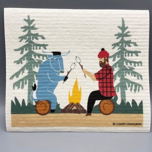 Paul Bunyan and Babe, Campfire, Swedish Dishcloth