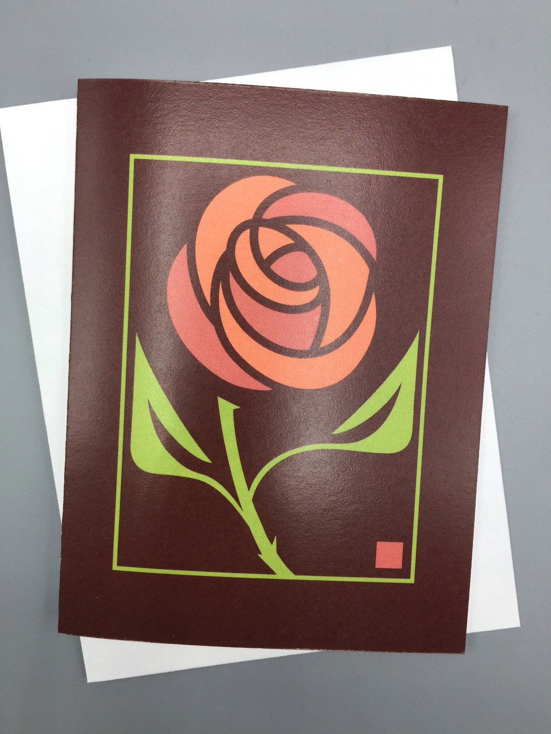 Craftsman Rose, Arts and Crafts Style,blank,card - Etsy