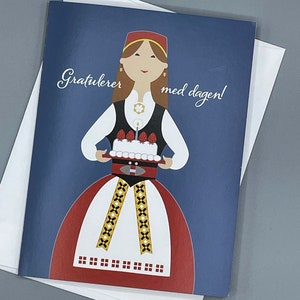 Norwegian Happy Birthday, Scandinavian, card image 2