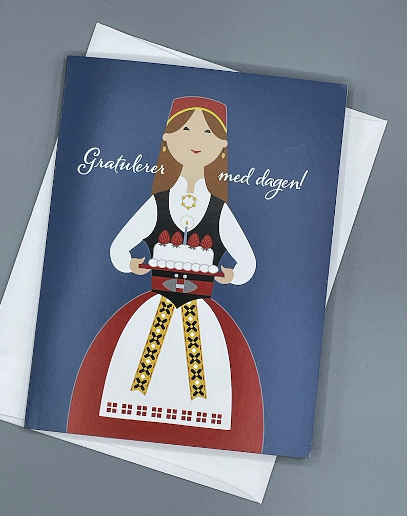 Norwegian Happy Birthday, Scandinavian, card image 2