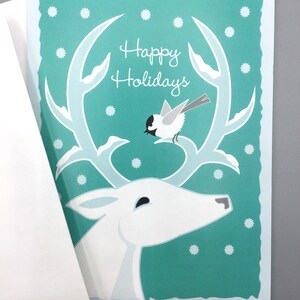 White Deer, Chickadee Holiday card image 3