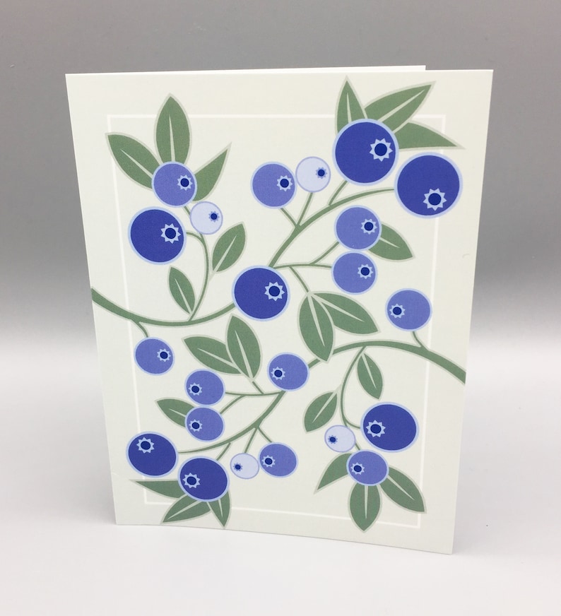 Blueberry Blueberries Pattern Card Etsy