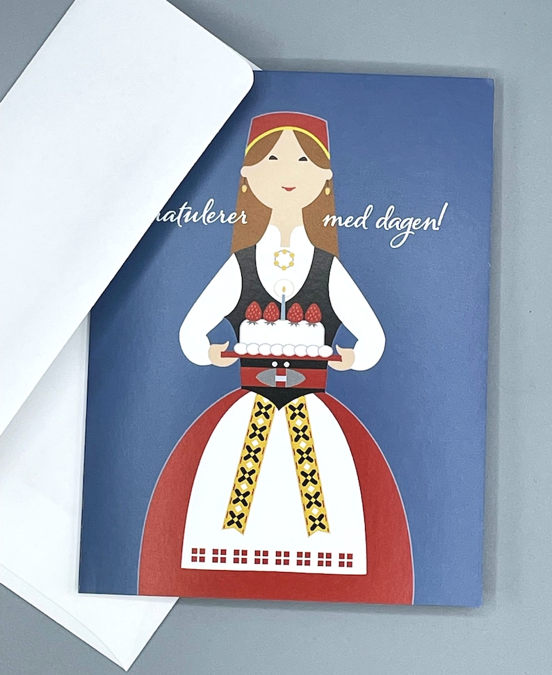 Norwegian Happy Birthday, Scandinavian, card image 3