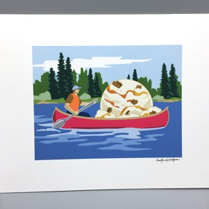 Canoe with Ice Cream Scoop, Lake Art print