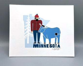 Minnesota Paul Bunyan and Babe Blue Ox, Art print