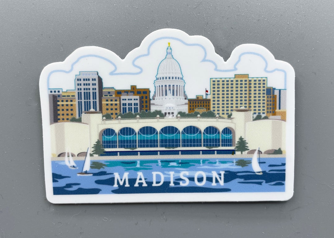 Wisconsin Madison Sticker Madison, Wisconsin, Skyline, Vinyl Sticker,3