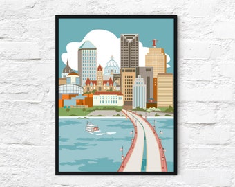 St. Paul River View, Minnesota, 18x 24" poster