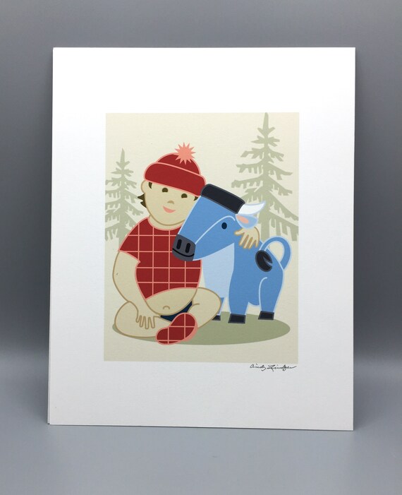 Baby Babe and Paul Bunyan Art Print - Etsy