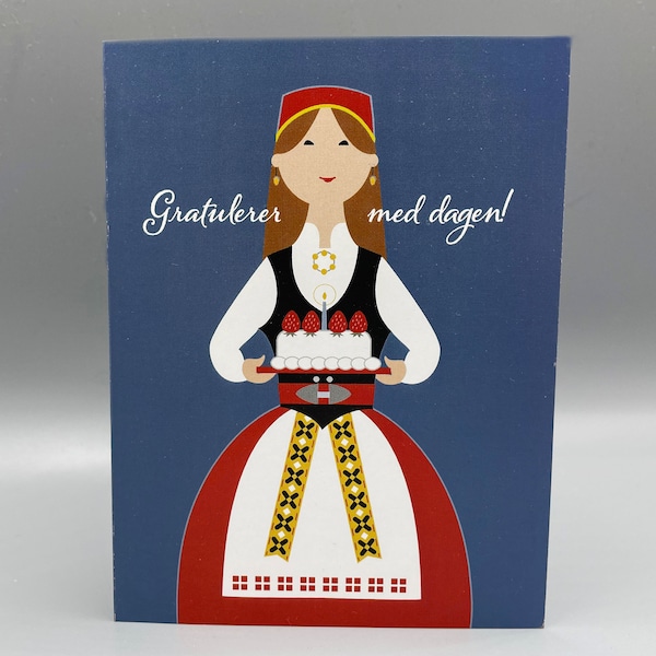 Norwegian Happy Birthday, Scandinavian, card