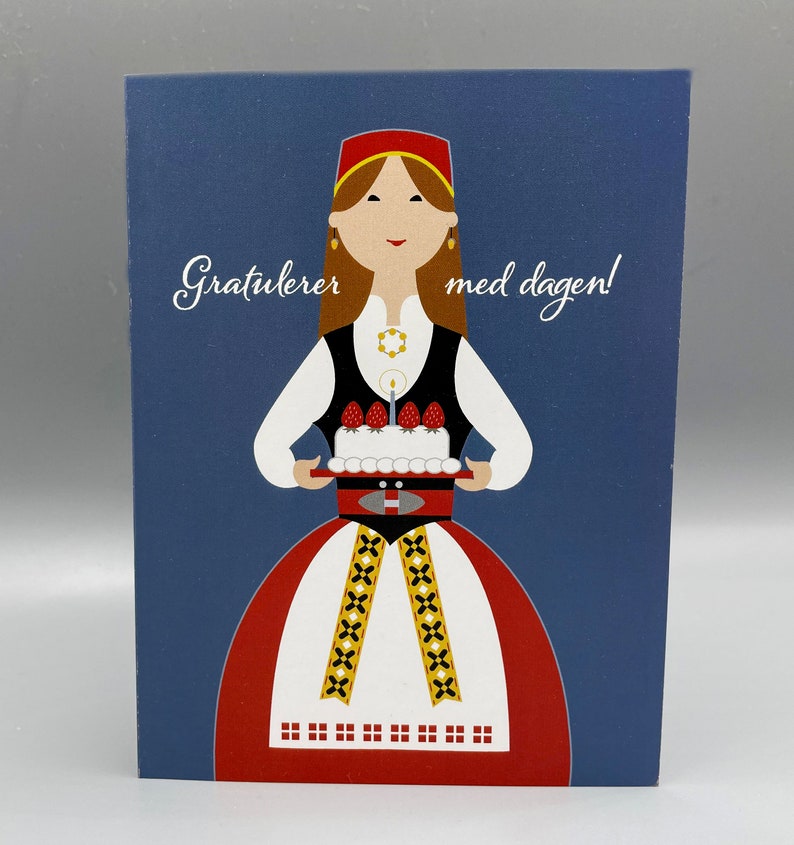 Norwegian Happy Birthday, Scandinavian, card image 1