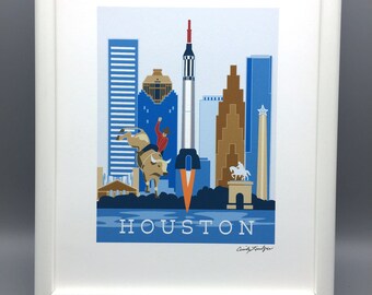 Houston, Texas Skyline, impresión de arte,