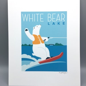 Polar Bear,White Bear Lake, Minnesota,Water Ski,Art print