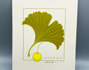 Ginkgo Leaves Art Print, Arts and Crafts Style