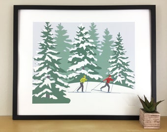Woodland Ski, 16x20" art print