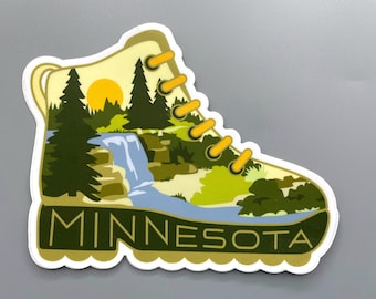 Minnesota Hiking Boot 5", Vinyl Sticker,