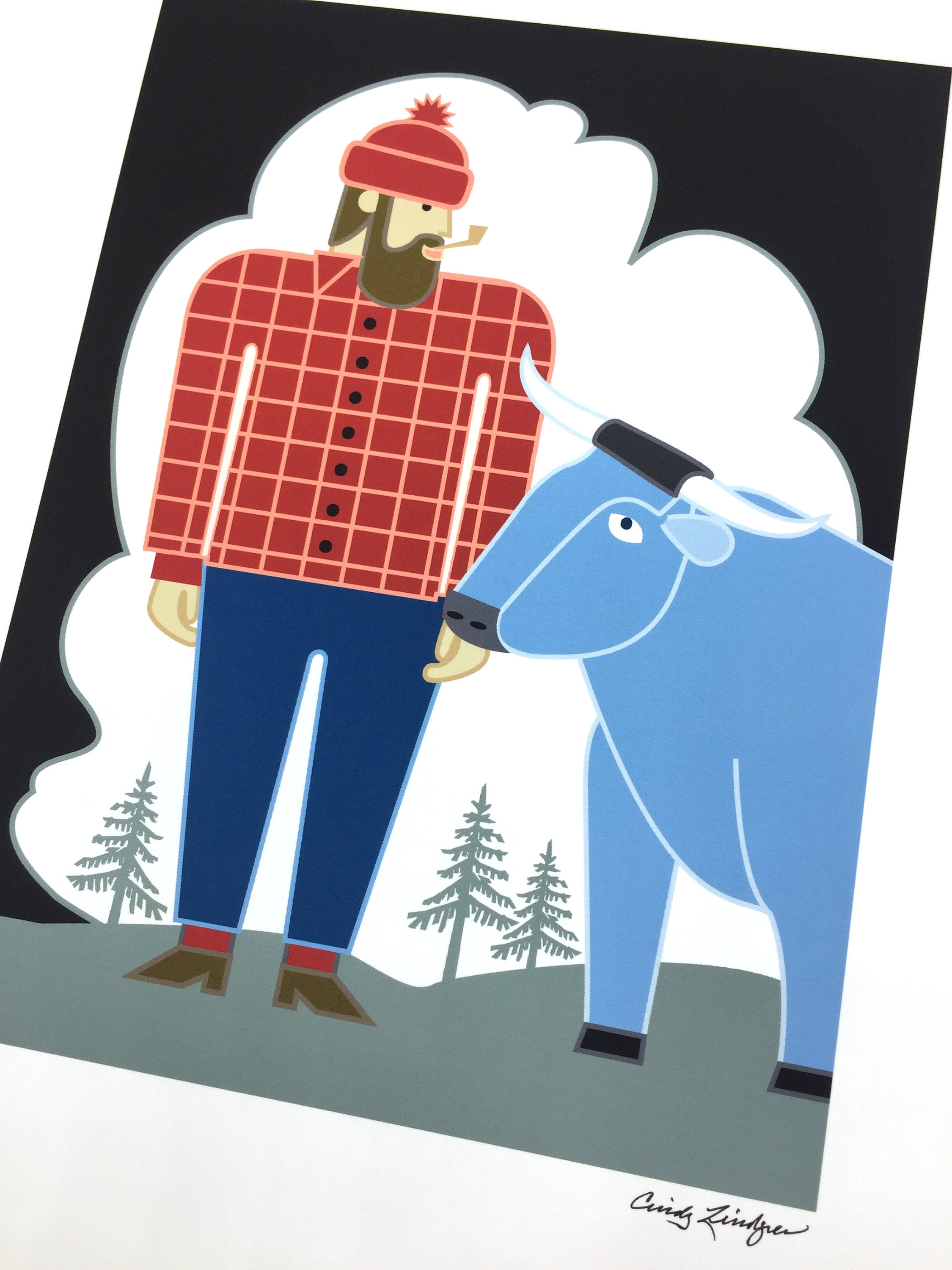 Paul Bunyan and Babe Blue Ox Art Print - Etsy