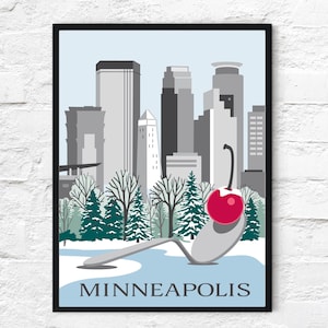 Minneapolis Winter Skyline, 24 x 18&quot; poster