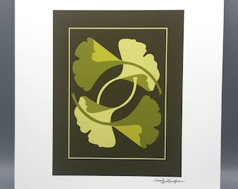 Ginkgo Leaves Art Print, Arts and Crafts Style
