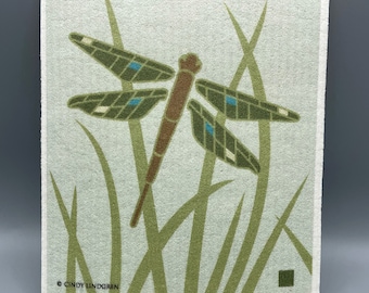 Dragonfly, Swedish Dishcloth, Arts and Crafts style