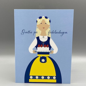 Swedish Happy Birthday, Scandinavian, card